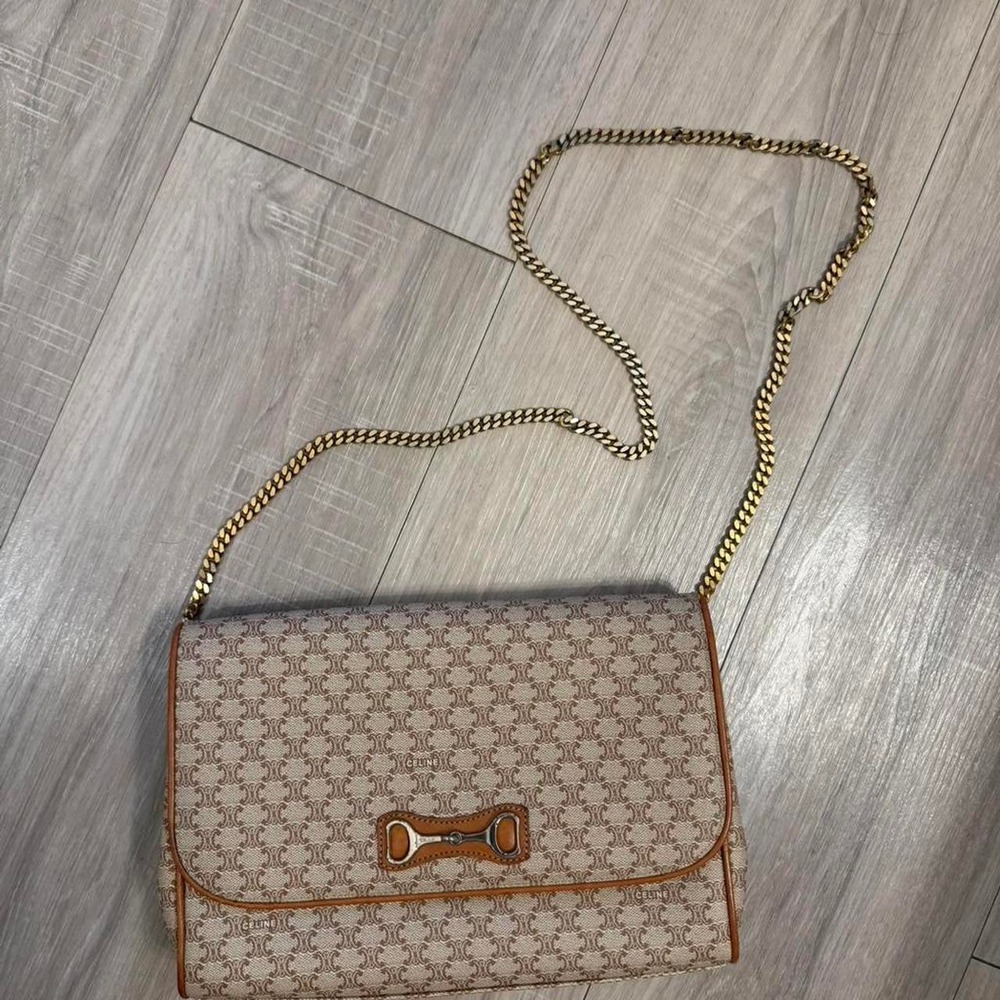 Celine Macadam Crossbody Bag OS Brown Tan Excellent